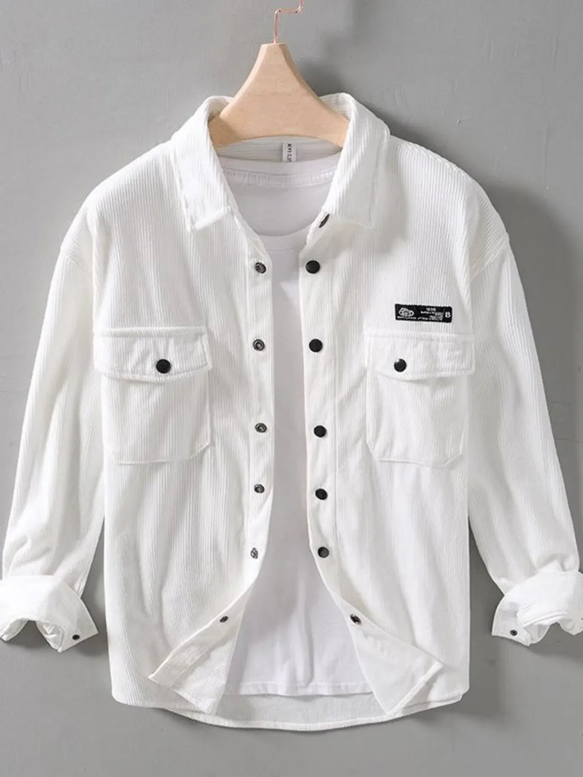 Men's Button Up Long Sleeve Shirt White / M