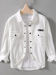 Men's Button Up Long Sleeve Shirt White / M