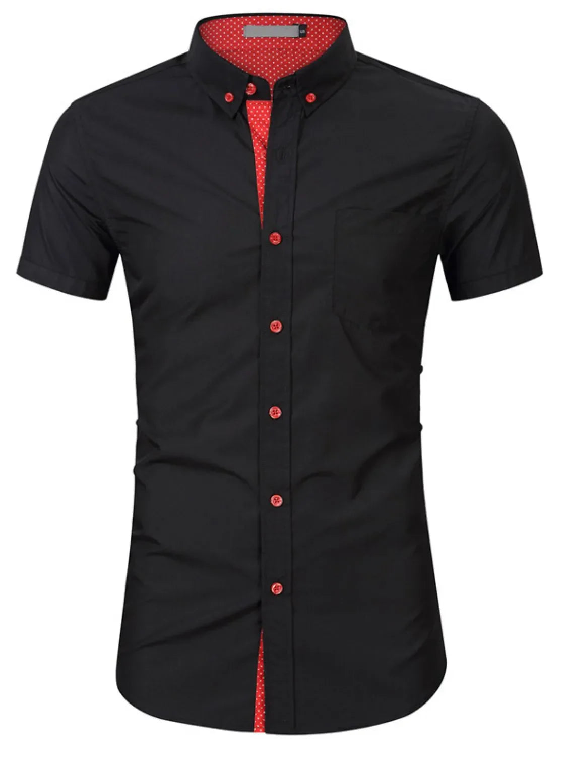 Men's Button Up Short Sleeve Shirt Black / S