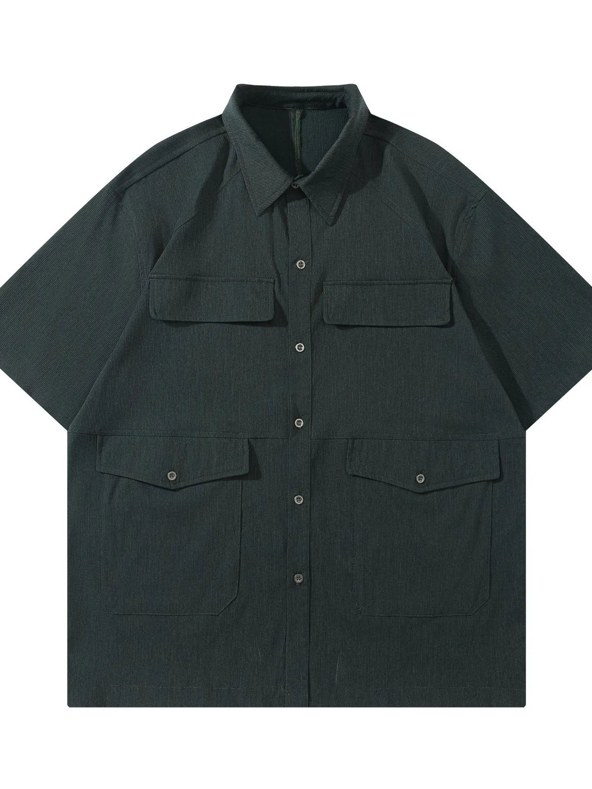 Men's Button Up Short Sleeve Shirt Dark Green / S