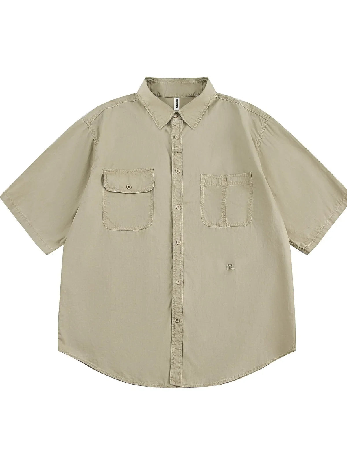 Men's Button Up Short Sleeve Shirt Khaki / M