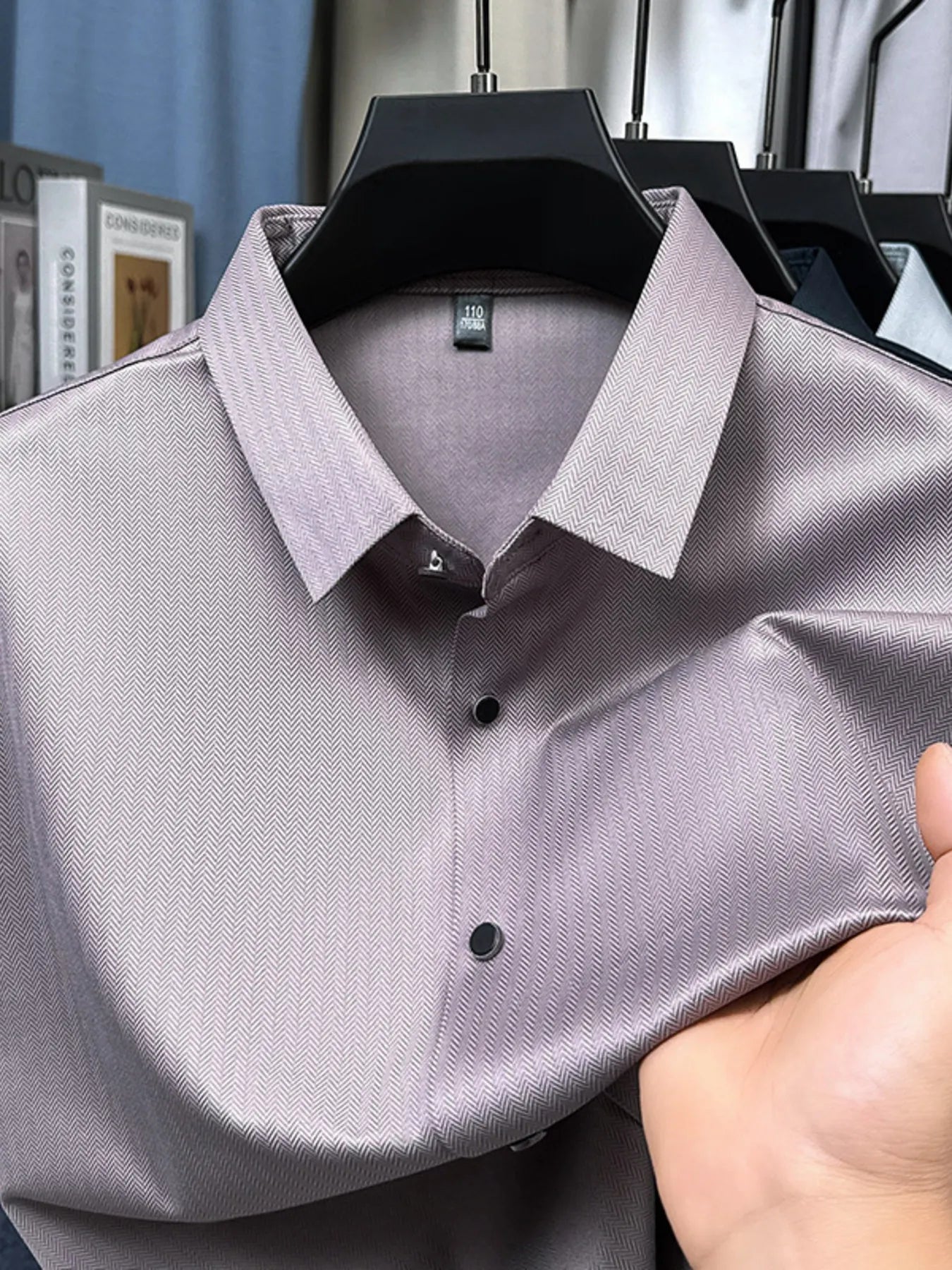 Men's Button Up Short Sleeve Shirt Pink / 165