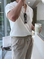 Men's Button Up Short Sleeve Top