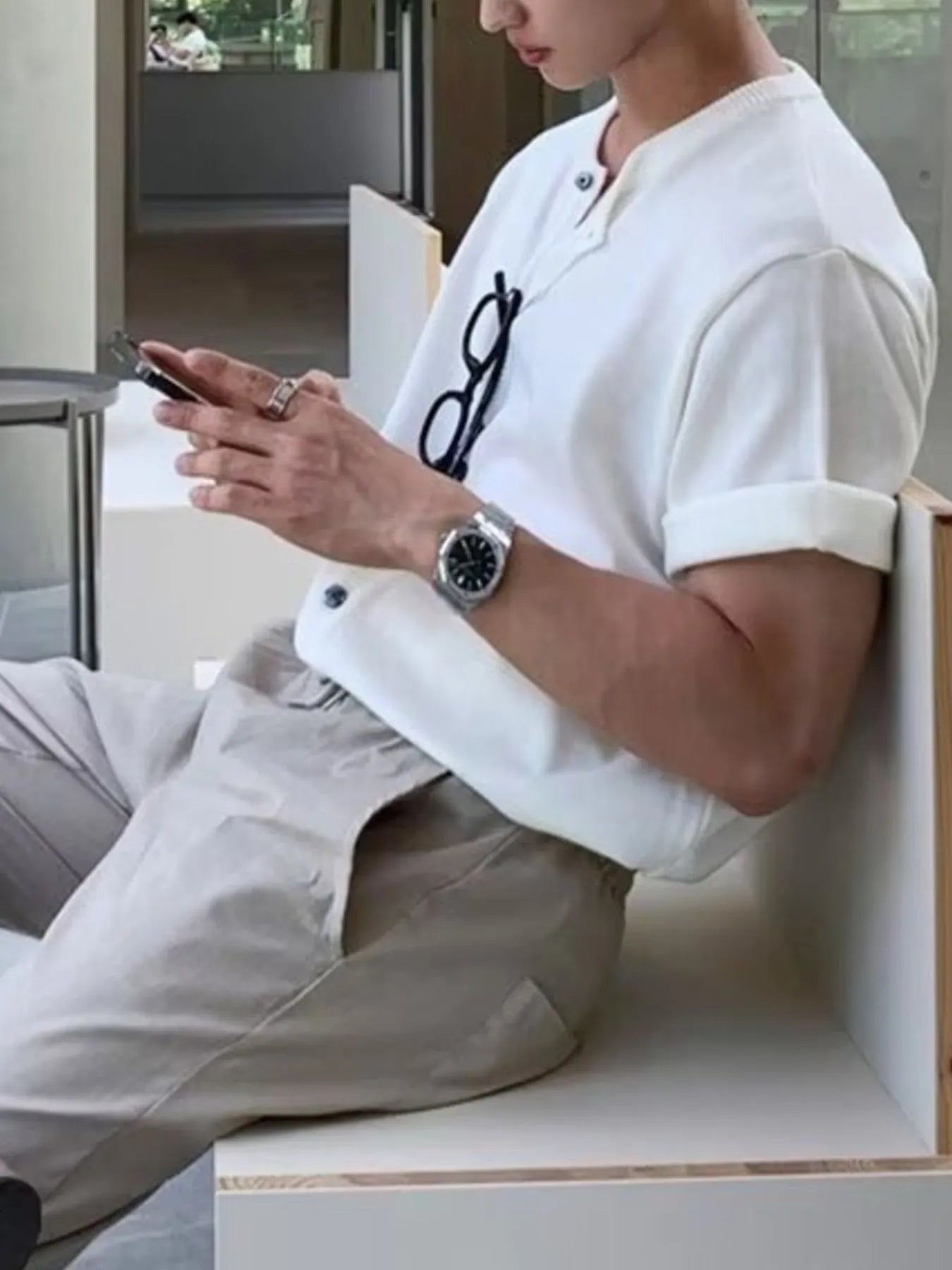 Men's Button Up Short Sleeve Top