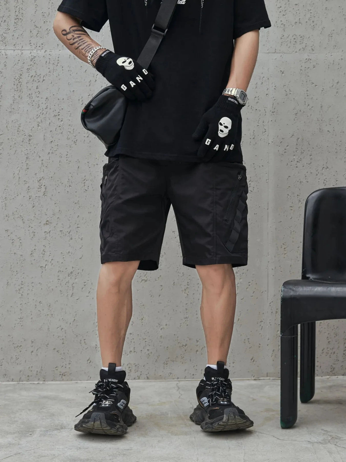 Men's Cargo Shorts with Multiple Pockets Black / S