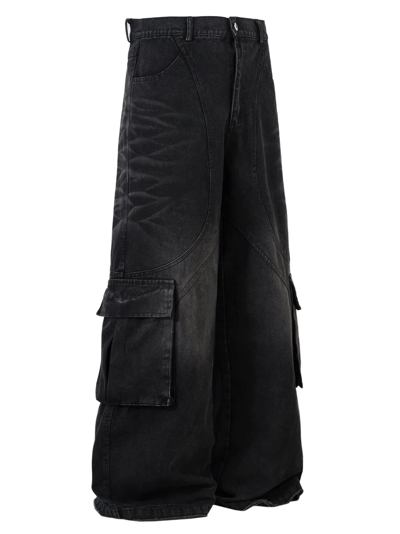 Men's Cargo Wide Leg Jeans Black / M