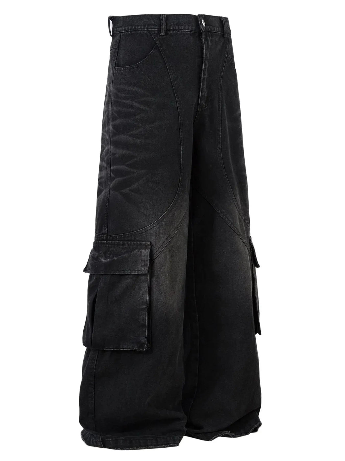 Men's Cargo Wide Leg Jeans Black / M