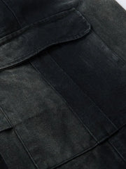 Men's Cargo Wide-Leg Jeans with Drawstring