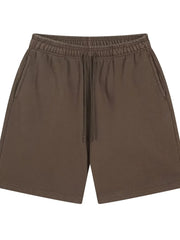 Men's Casual Drawstring Elastic Waist Shorts Coffee Brown / S