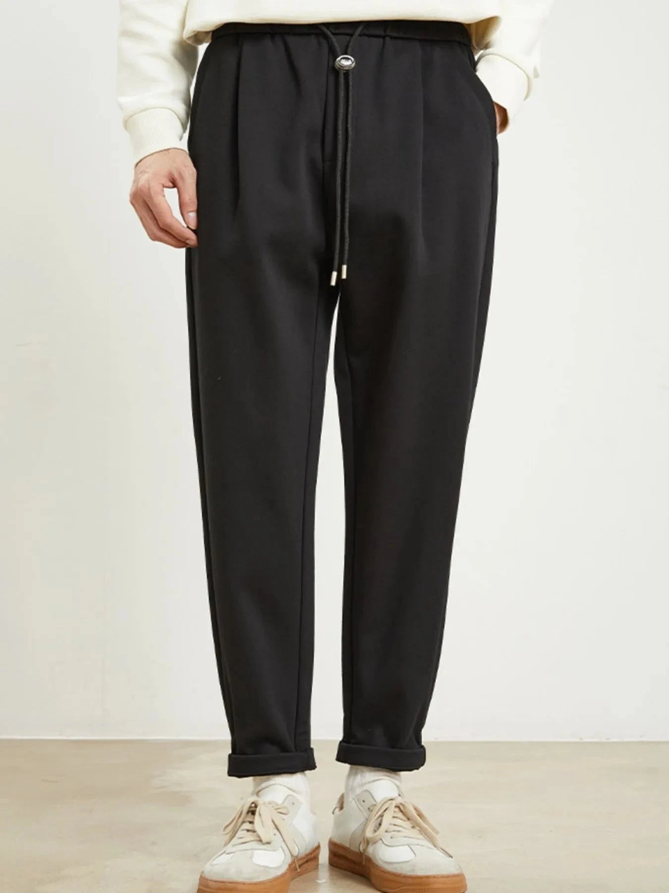 Men's Casual Drawstring Pants Black / 29