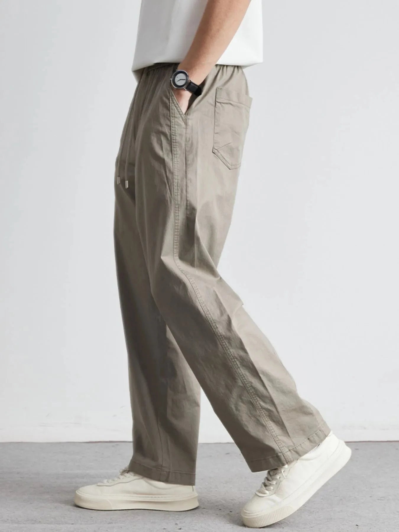 Men's Casual Drawstring Wide Leg Pants