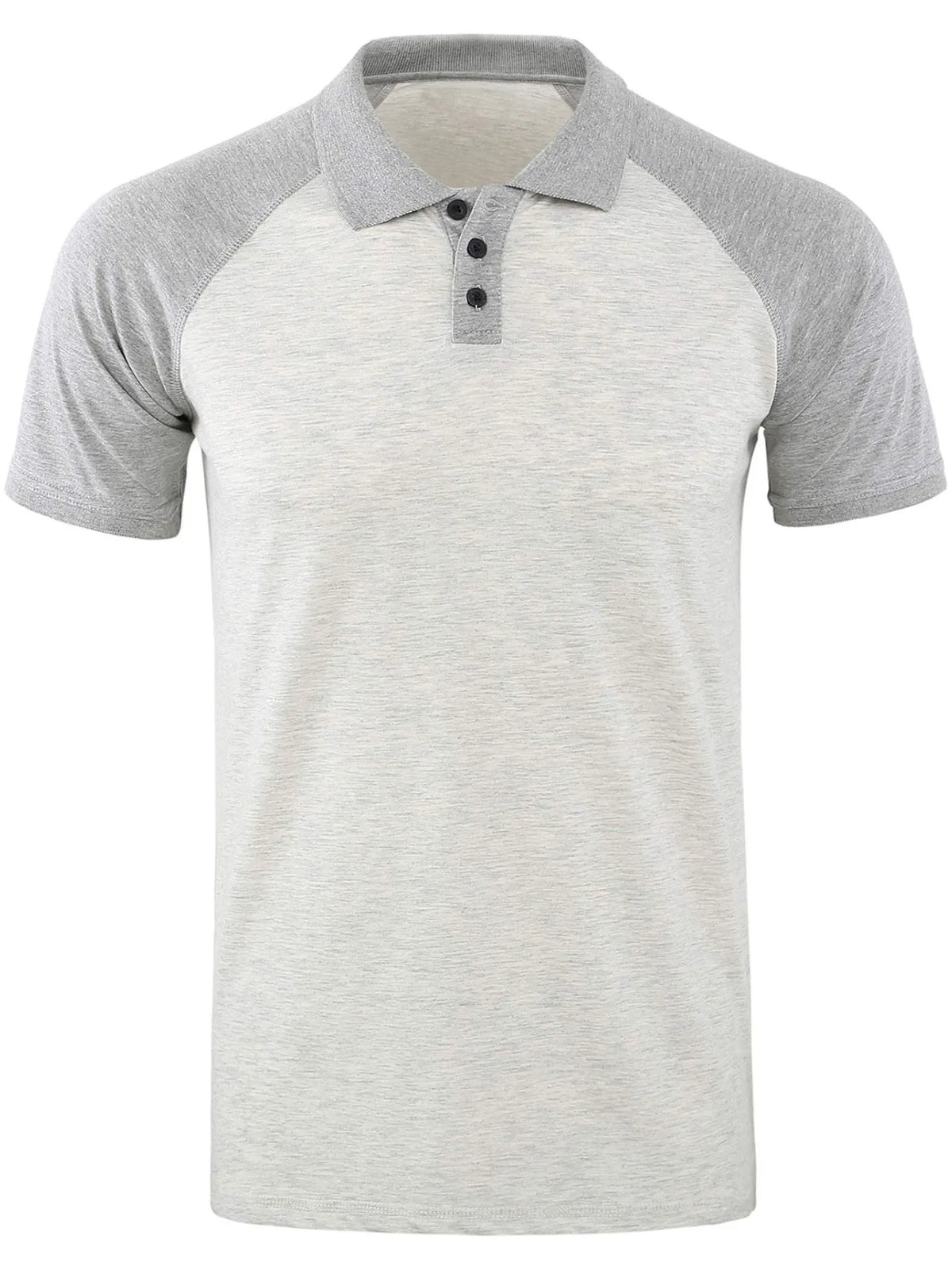 Men's Casual Raglan Sleeve Two-Tone Polo Shirt Gray / S