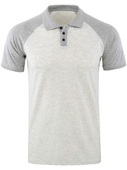 Men's Casual Raglan Sleeve Two-Tone Polo Shirt Gray / S