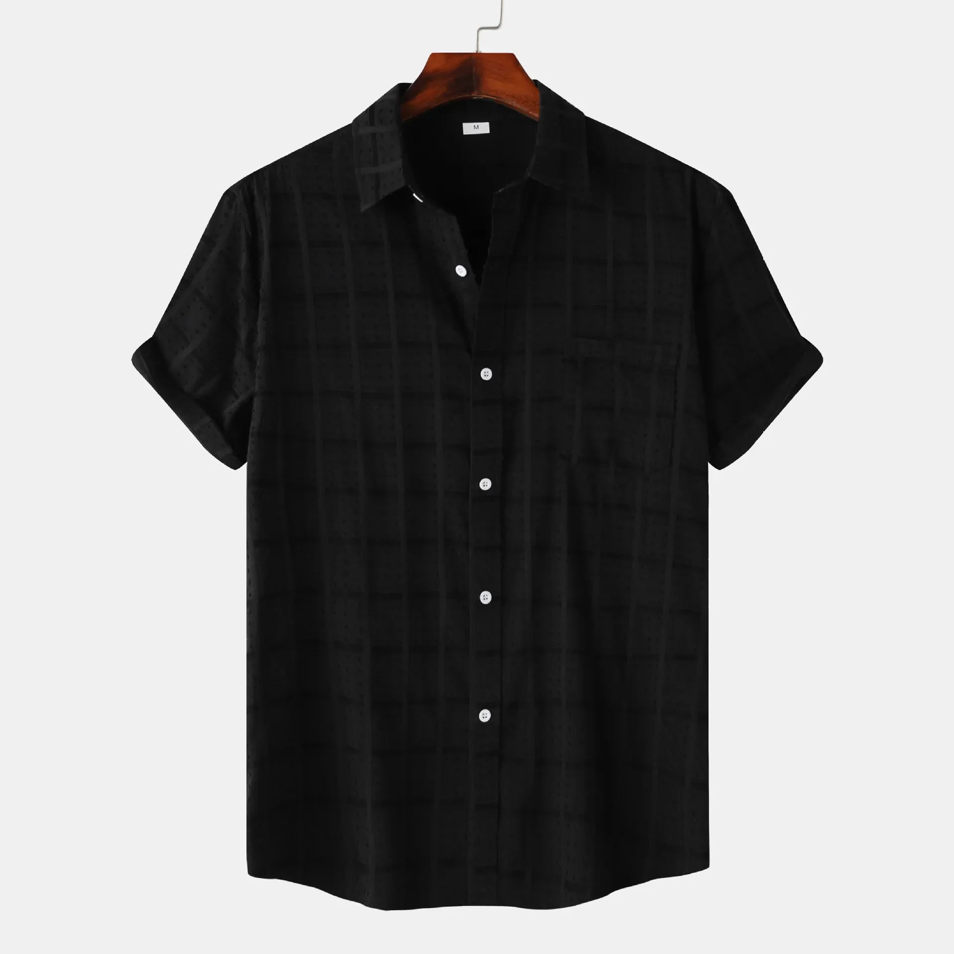 Men's Casual Short Sleeve Button Down Shirt Black / S