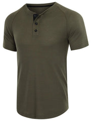 Men's Casual Waffle Knit Henley T-Shirt