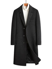Men's Classic Button Up Longline Overcoat Dark Gray / 170/88A