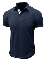 Men's Classic Heathered Polo Shirt with Contrast Buttons
