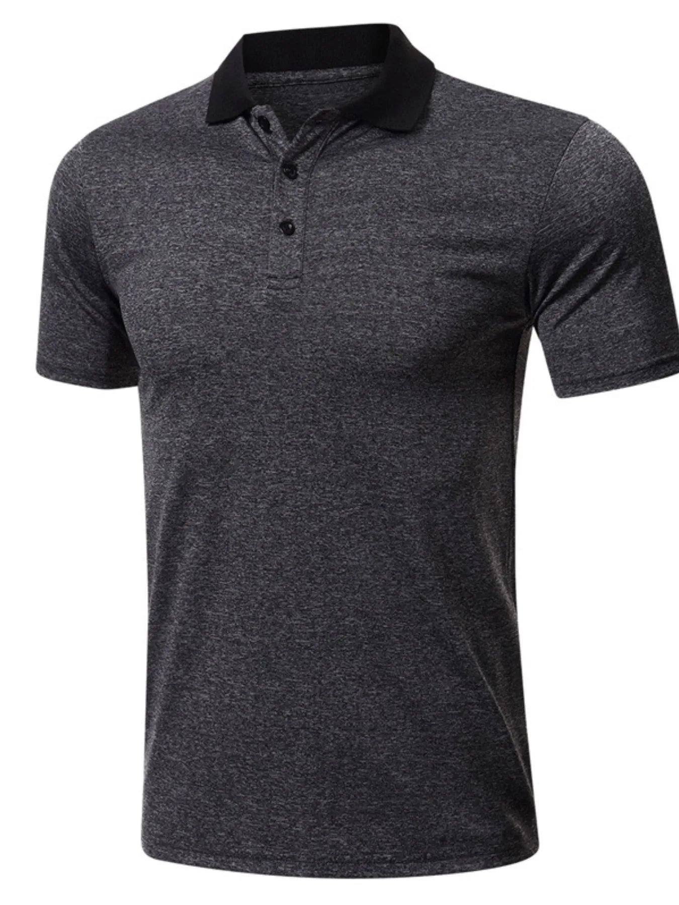 Men's Classic Heathered Polo Shirt with Contrast Collar