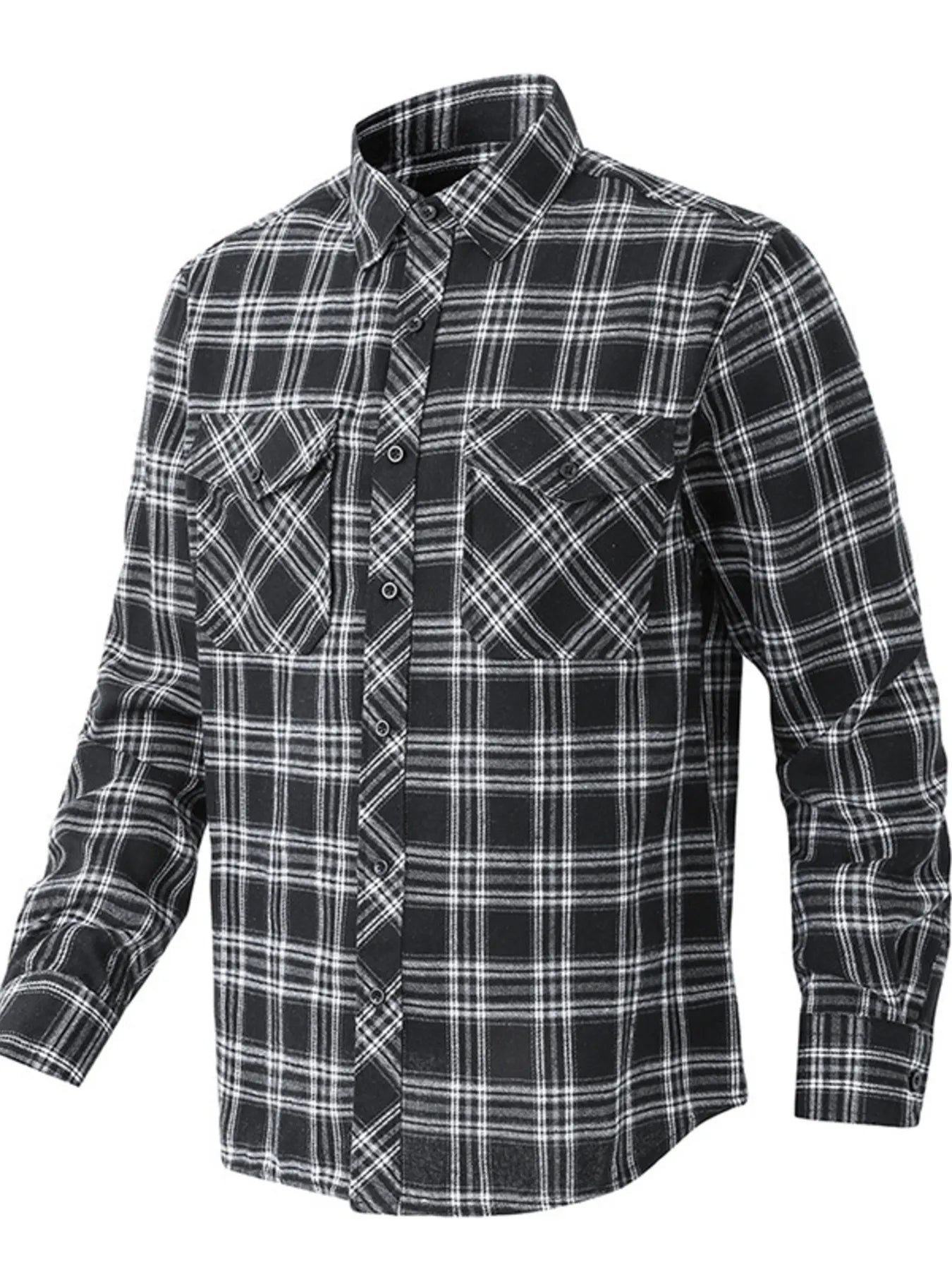 Men's Classic Plaid Button Up Shirt Black / S