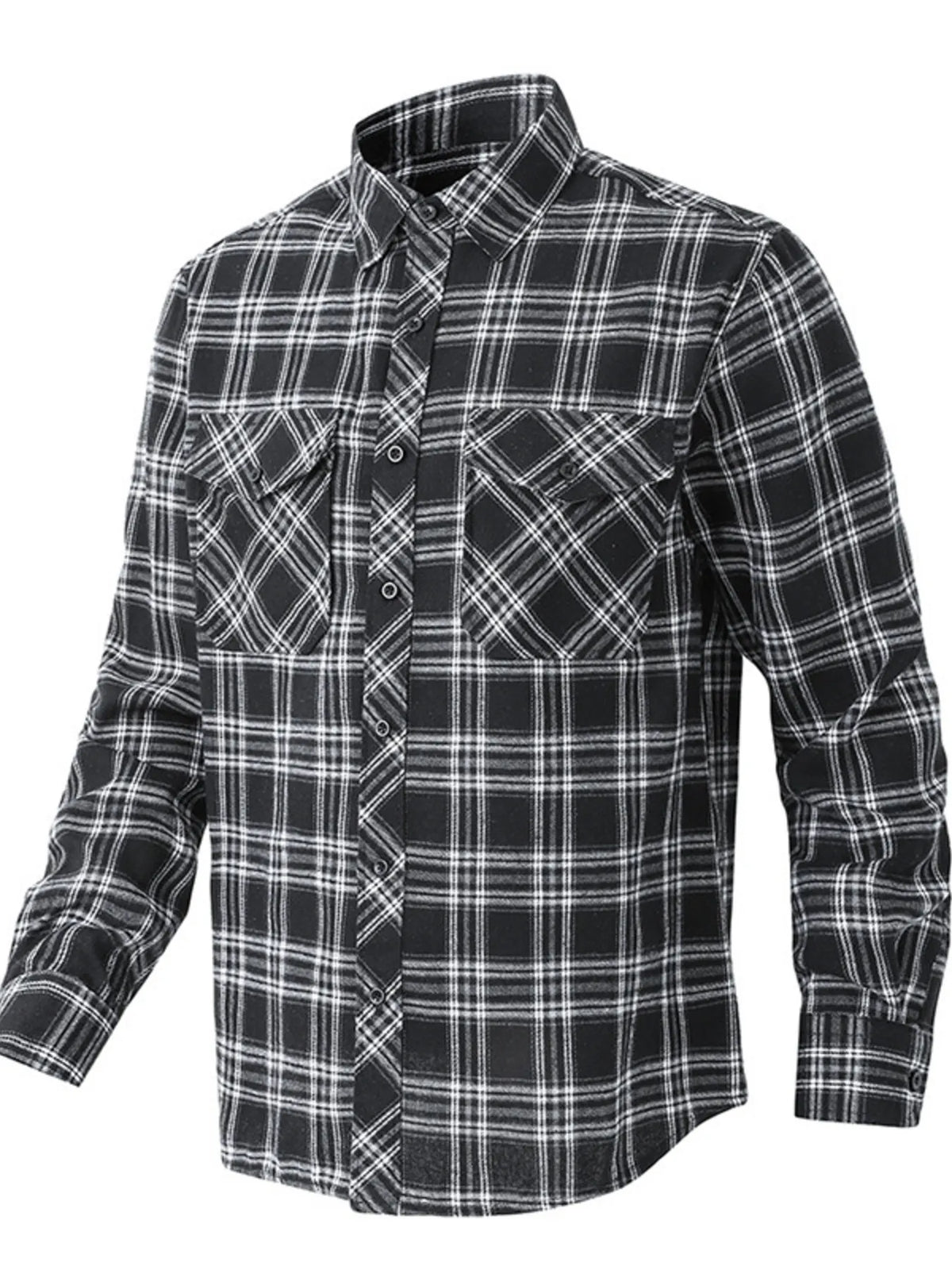 Men's Classic Plaid Button Up Shirt Black / S