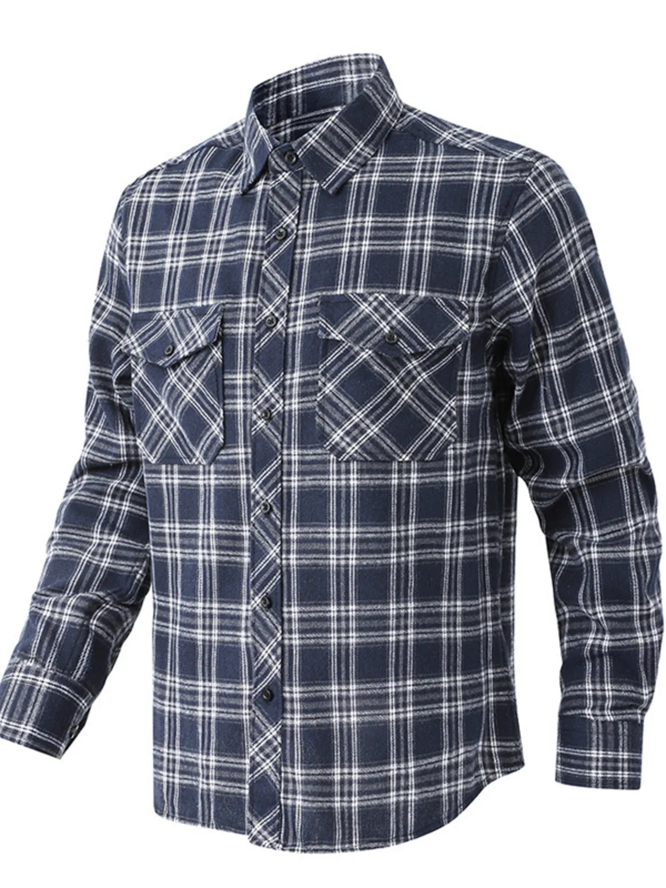 Men's Classic Plaid Button Up Shirt Navy Blue / S