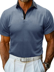 Men's Classic Textured Golf Polo Shirt Dusty Blue / S