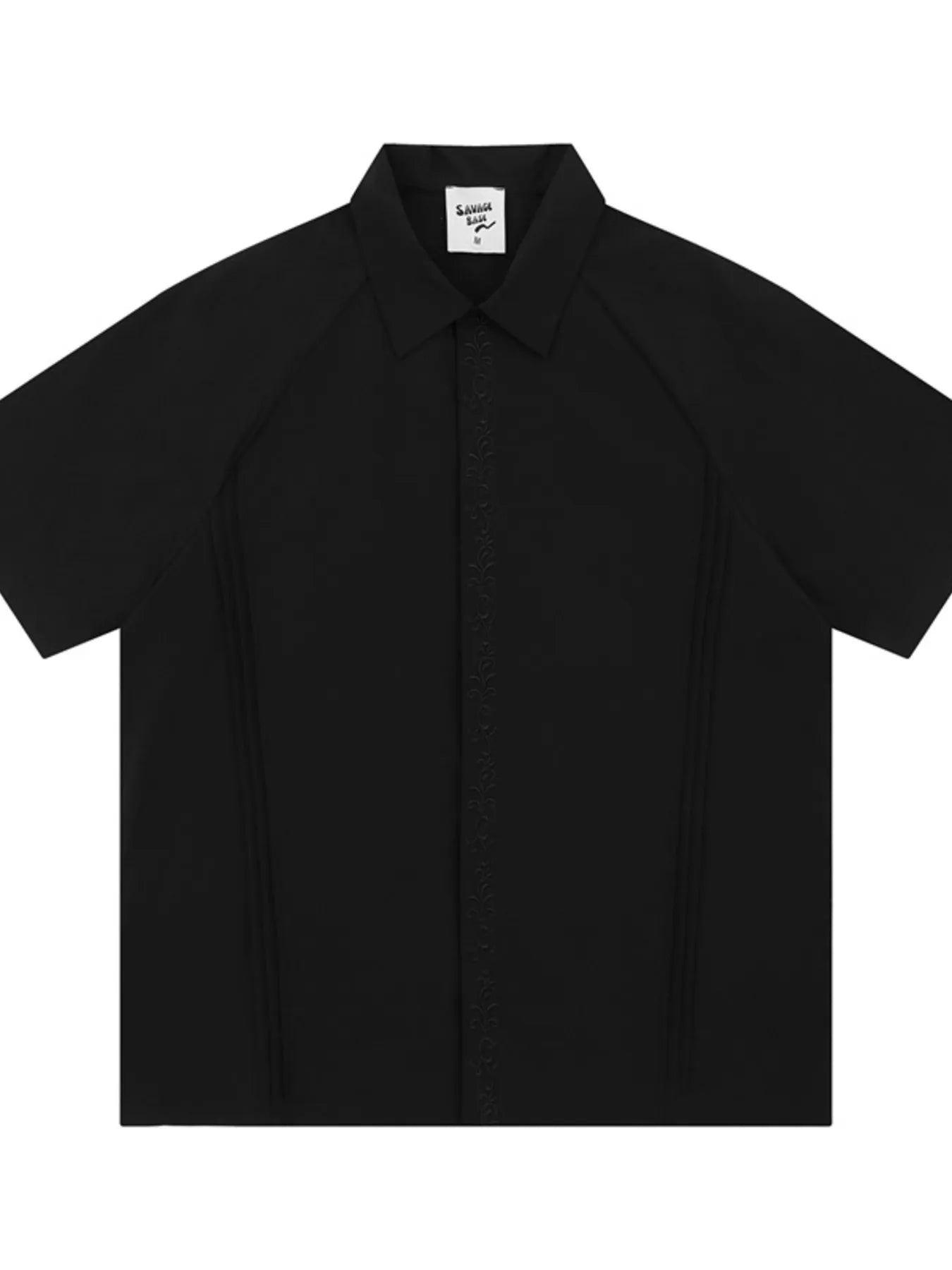 Men's Collared Neck Short Sleeve Shirt Black / M