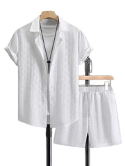 Men's Collared Neck Short Sleeve Top and Shorts Set