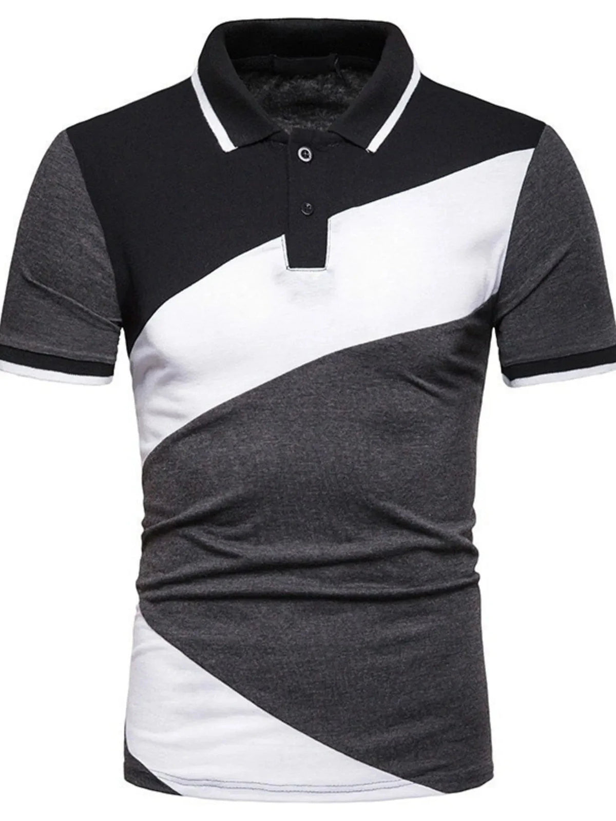 Men's Color Block Short Sleeve Polo Dark Gray / S