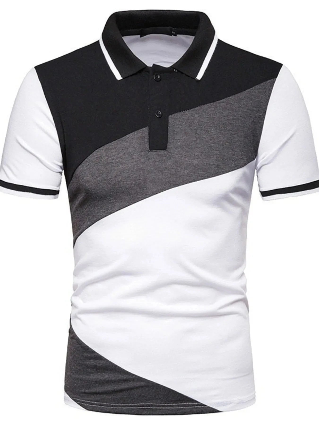 Men's Color Block Short Sleeve Polo White / S