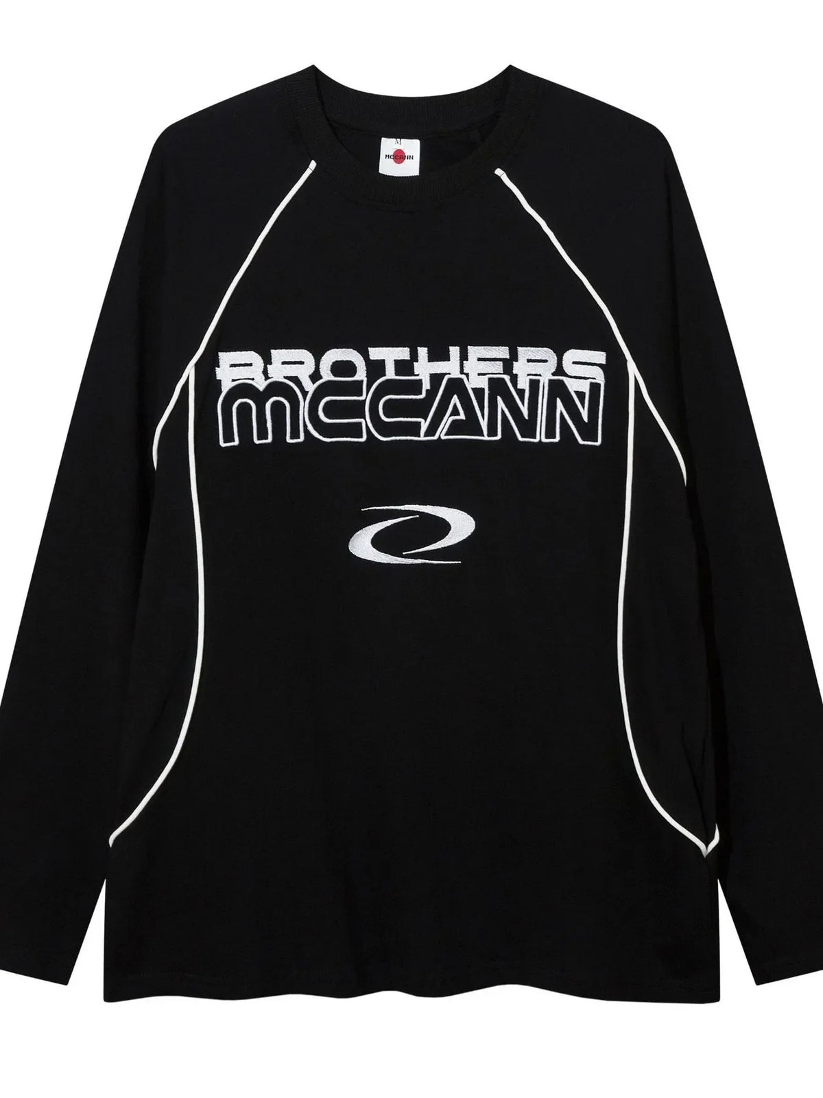 Men's Contrast Stitching Round Neck Letter Graphic T-Shirt Black / M