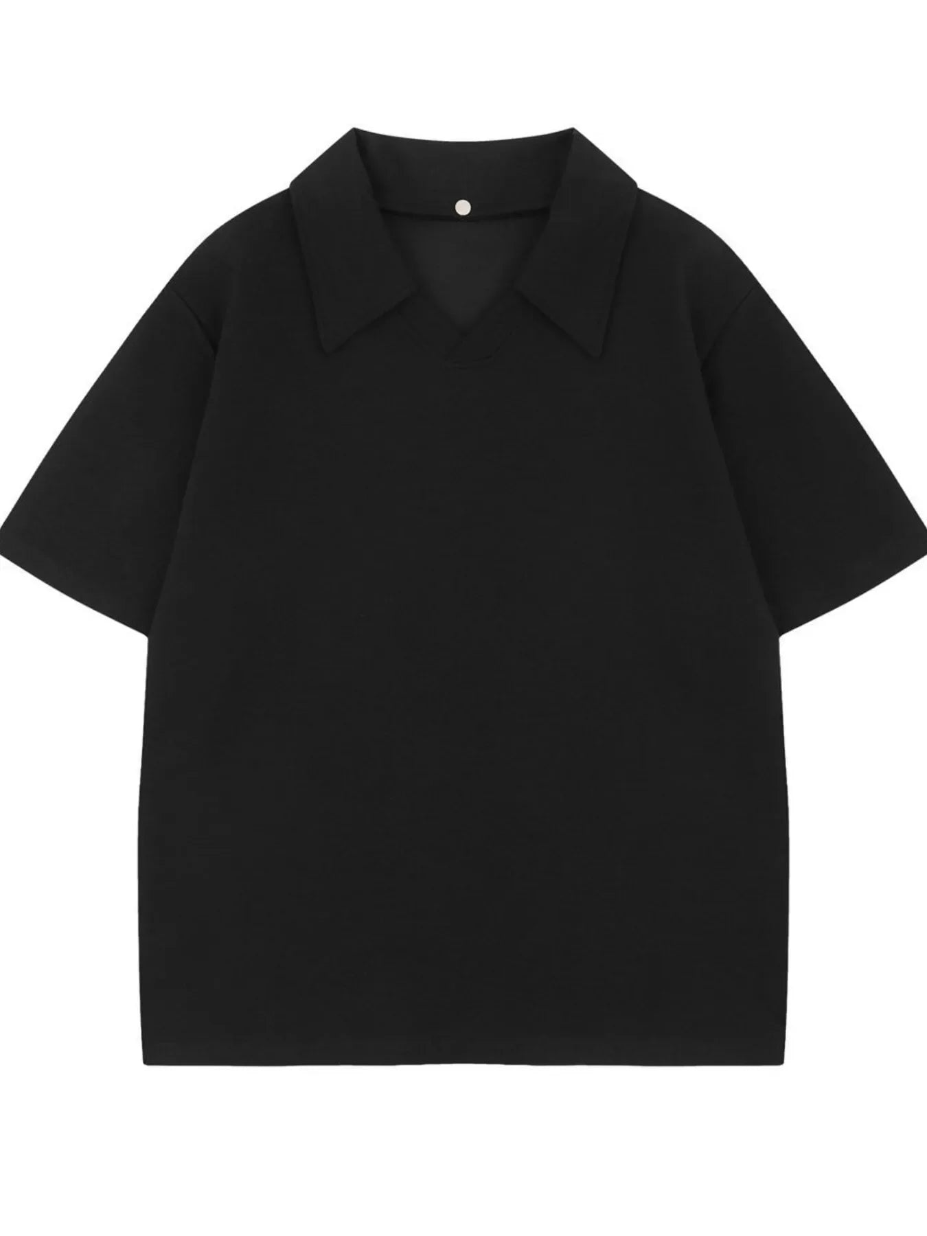 Men's Detachable Collar Short Sleeve Top Black / S