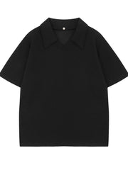 Men's Detachable Collar Short Sleeve Top Black / S