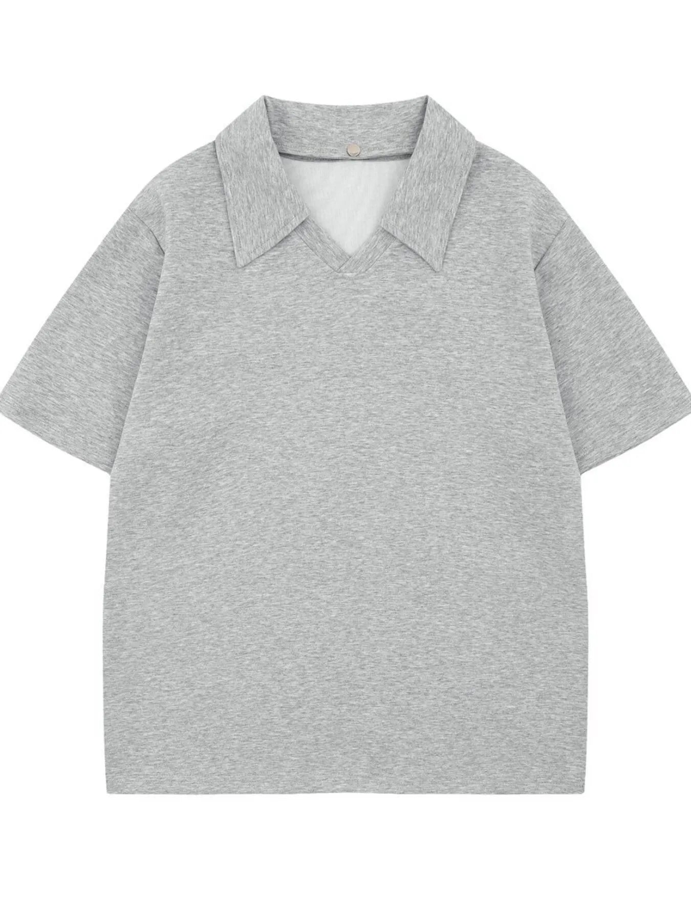 Men's Detachable Collar Short Sleeve Top Gray / S