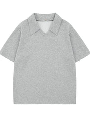 Men's Detachable Collar Short Sleeve Top Gray / S