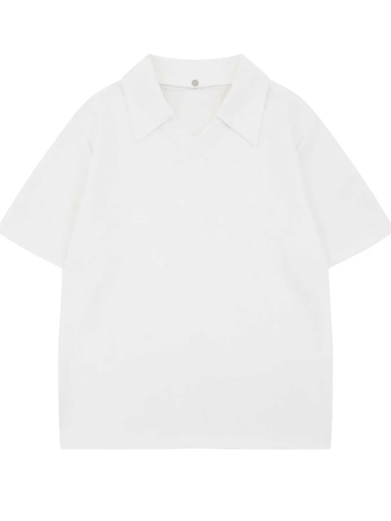 Men's Detachable Collar Short Sleeve Top White / S