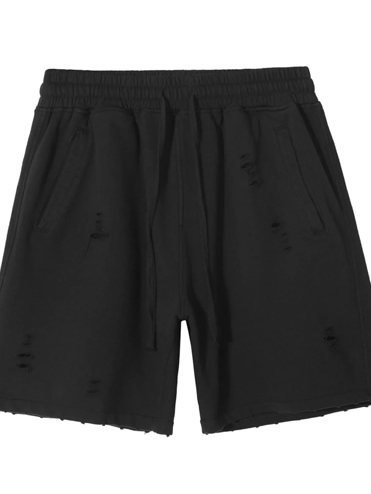 Men's Distressed Drawstring Shorts Black / S
