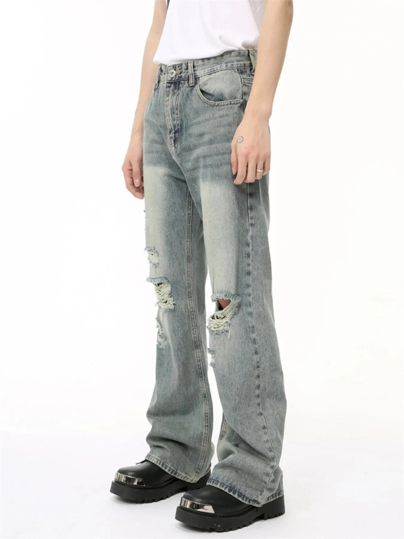 Men's Distressed Flare Jeans