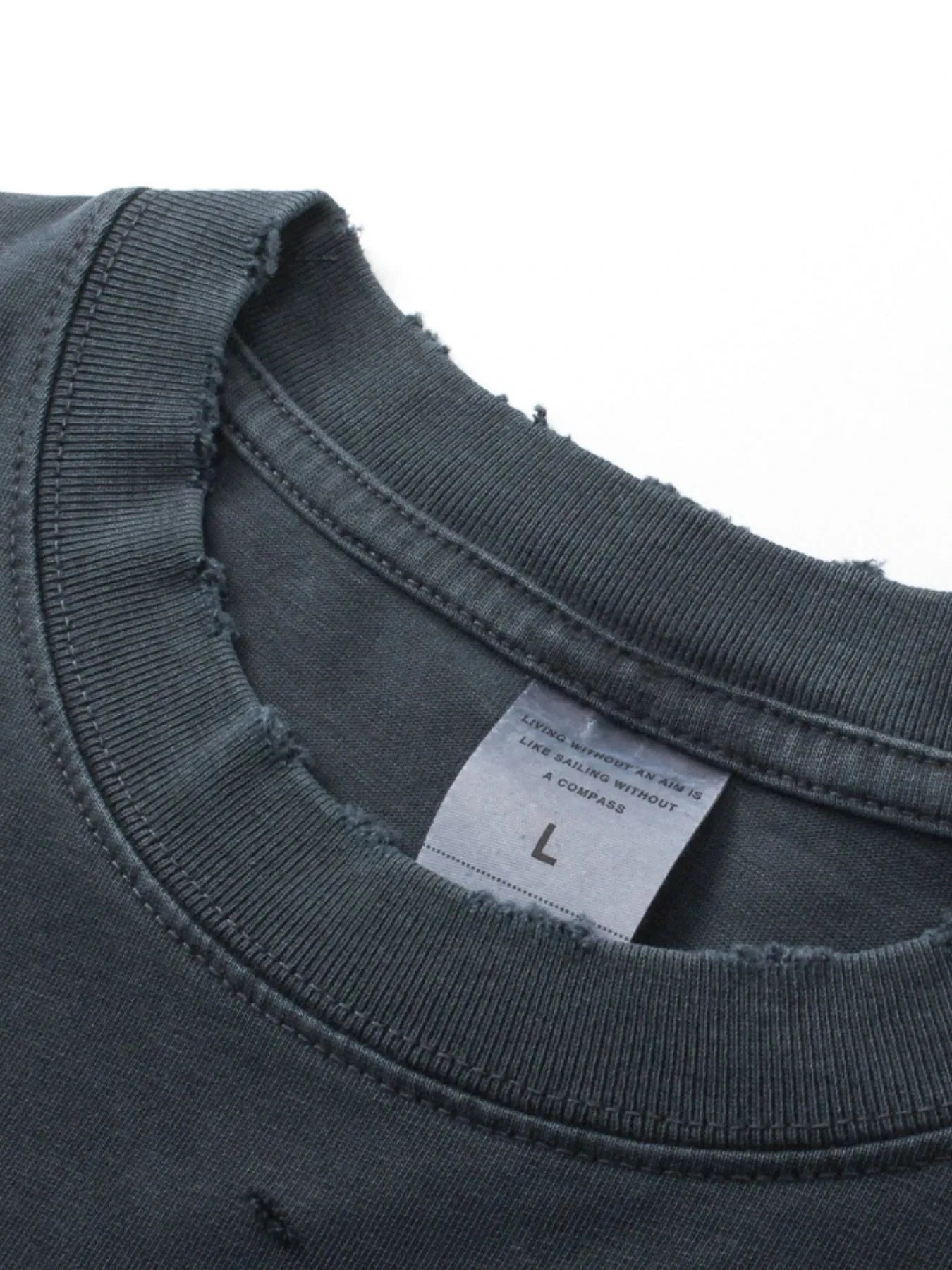 Men's Distressed Round Neck Short Sleeve T-Shirt