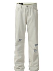 Men's Distressed Straight Leg Jeans White / S