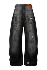 Men's Distressed Striped Wide Leg Jeans