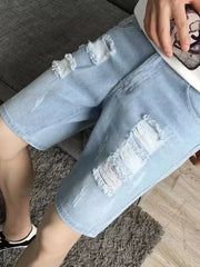 Men's Distressed Wash Denim Shorts