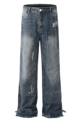 Men's Distressed Wide Leg Jeans Blue / XS