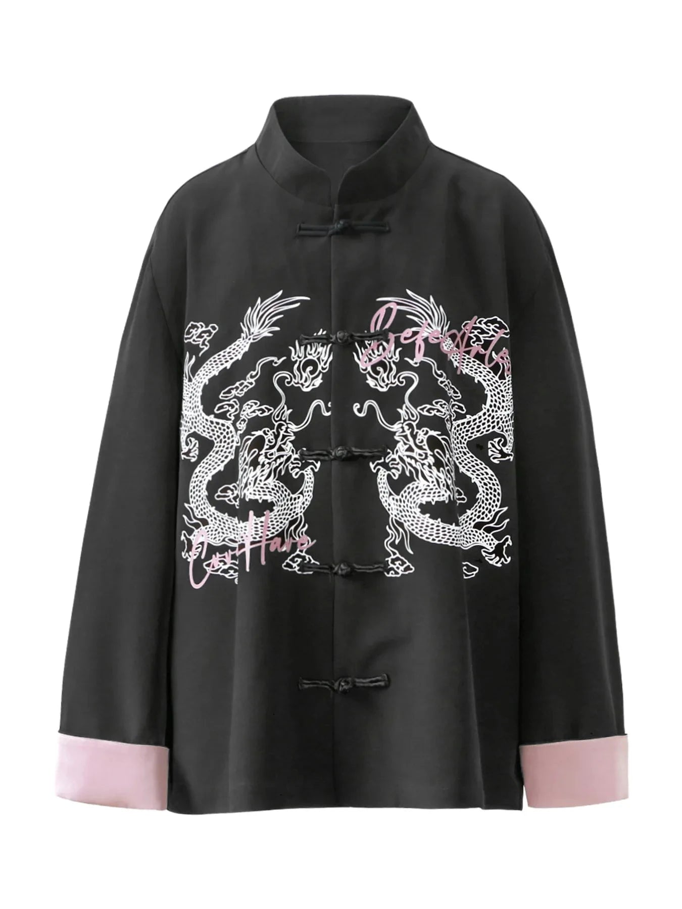 Men's Dragon Chinese Style Button Up Shirt Black / S