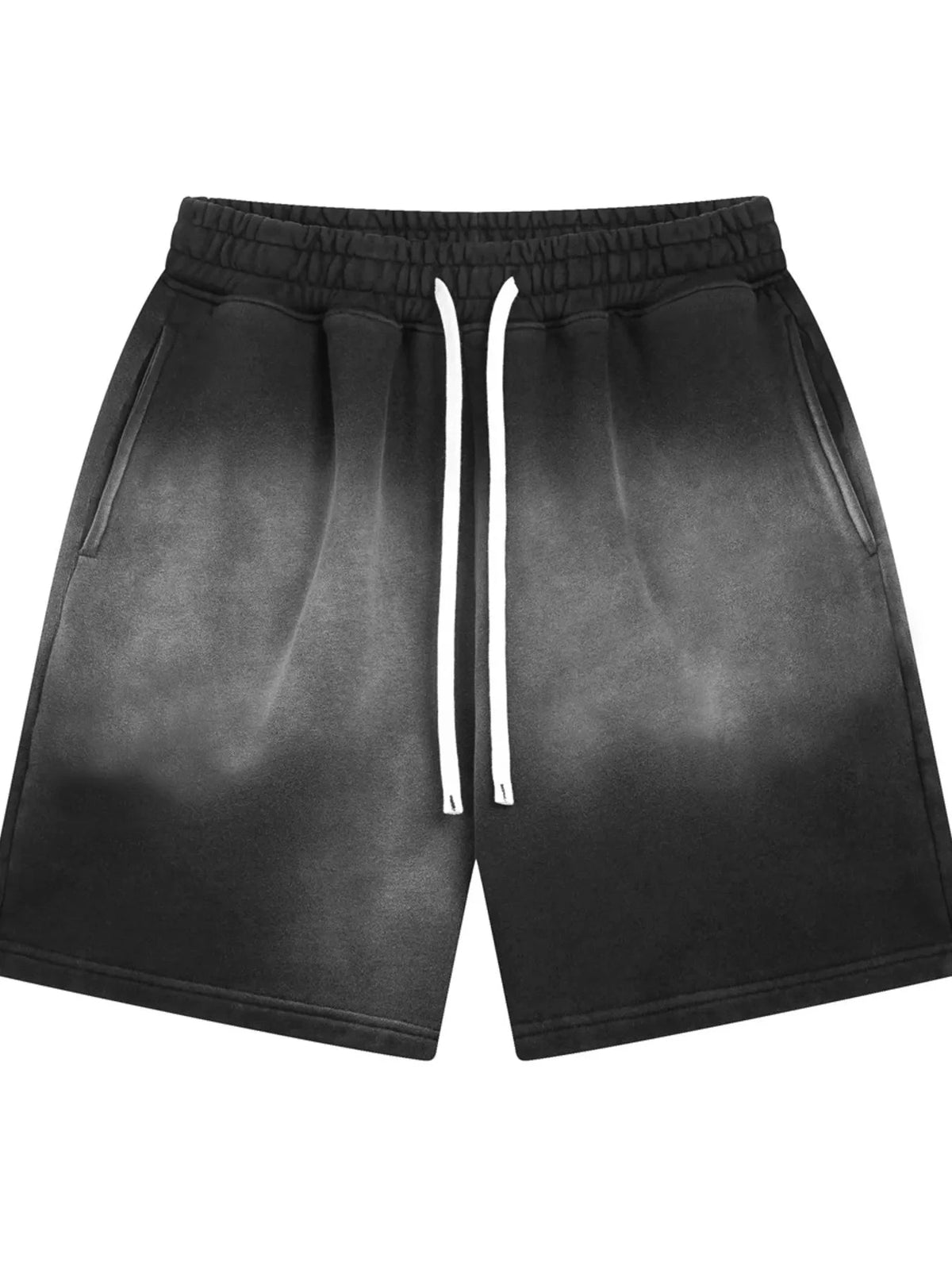 Men's Drawstring Gradient Shorts Spray Dye Black / S