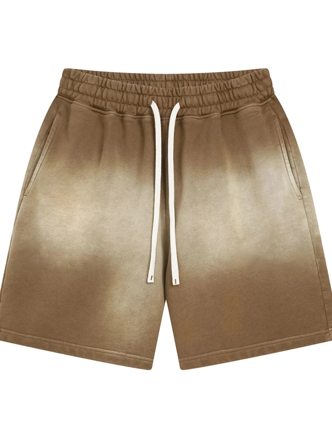 Men's Drawstring Gradient Shorts Spray Dye Brown / S