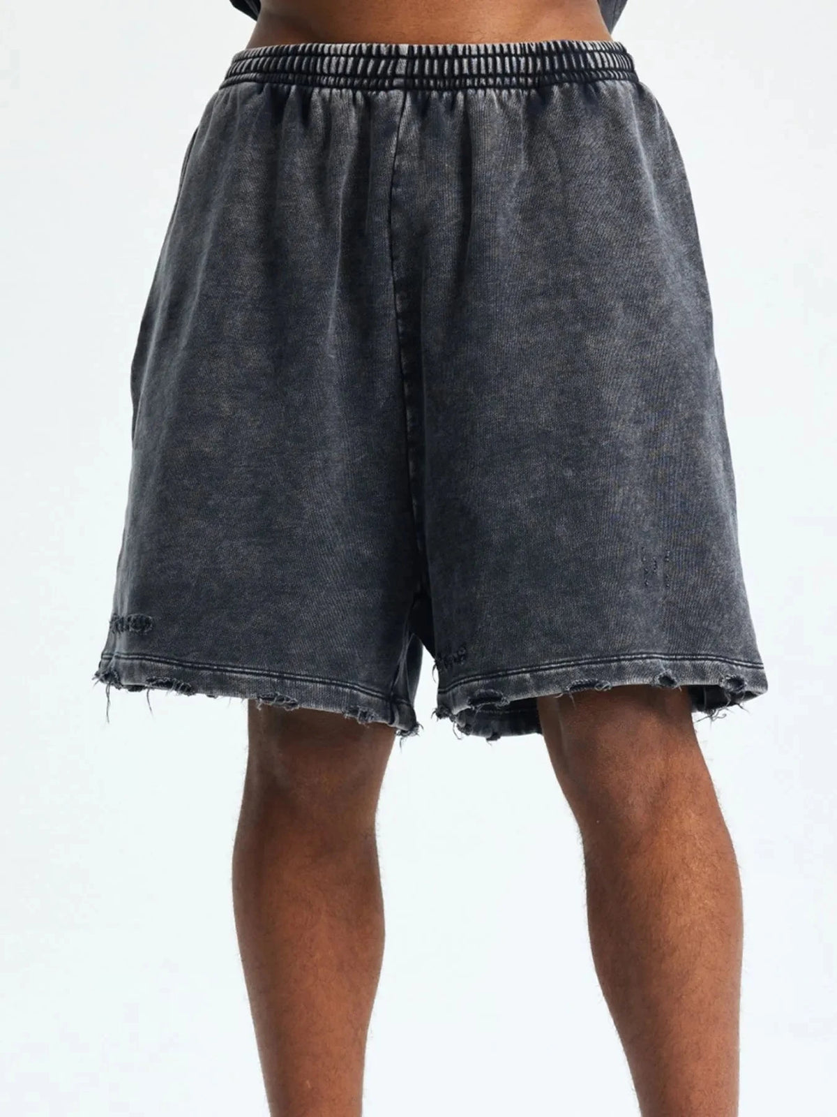 Men's Drawstring Pocketed Shorts Wax Dyed Black / S