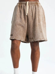 Men's Drawstring Pocketed Shorts Wax Dyed Brown / S
