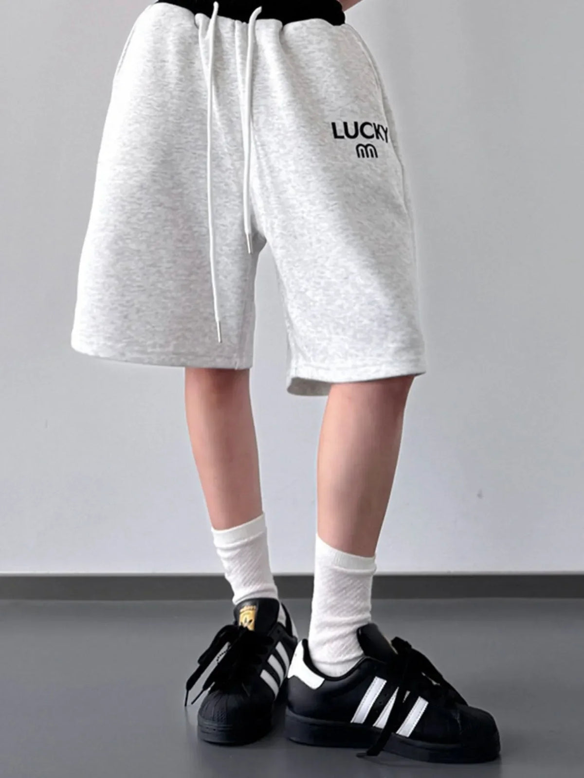 Men's Drawstring Shorts White Flower Ash / S