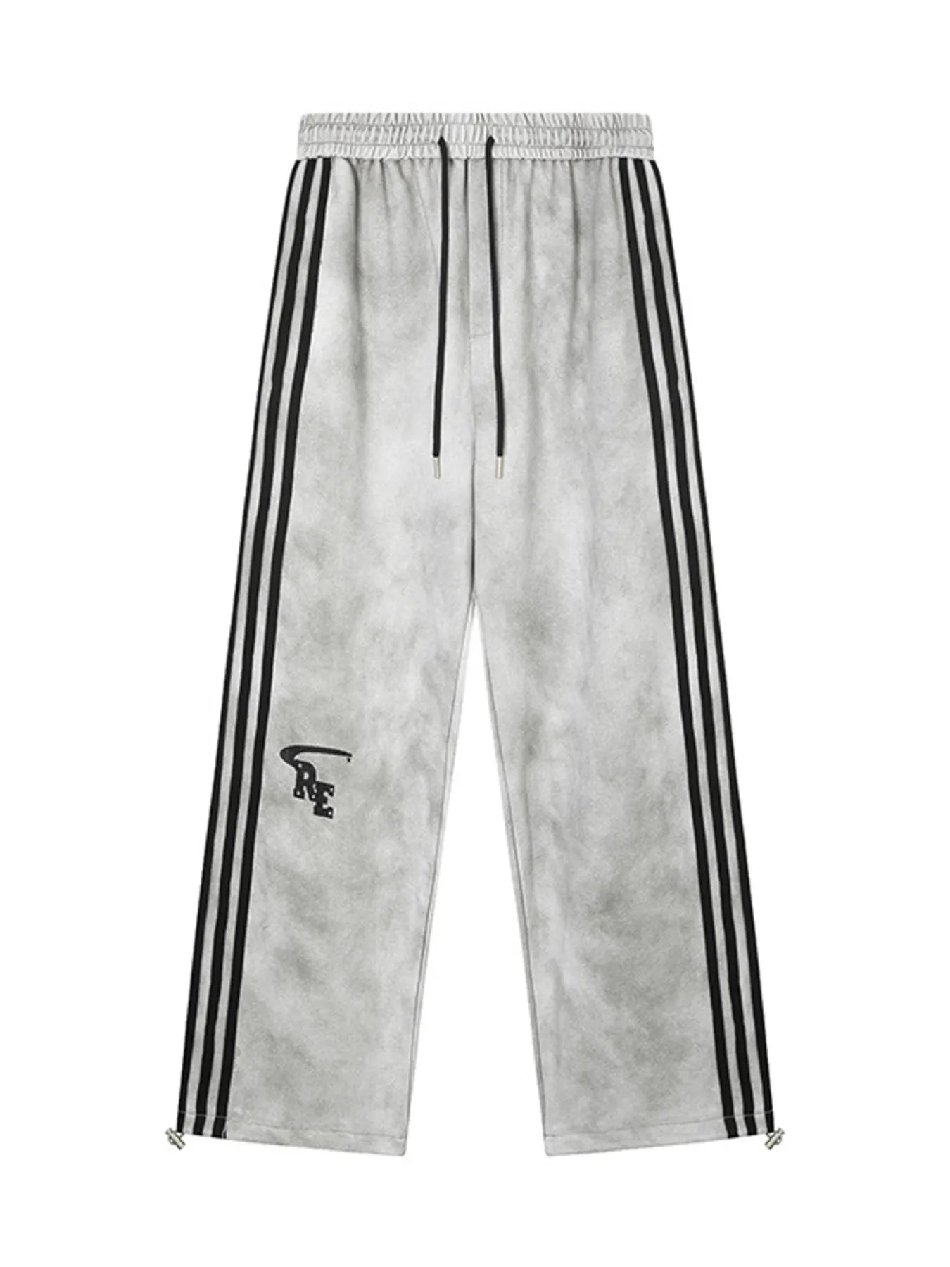 Men's Drawstring Straight Pants with Side Stripes Gray / S